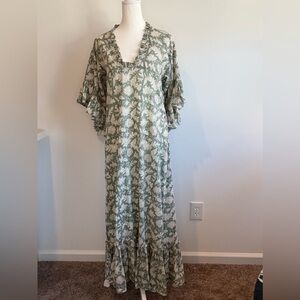 Lido Sage Green Floral Ruffle Maxi Dress